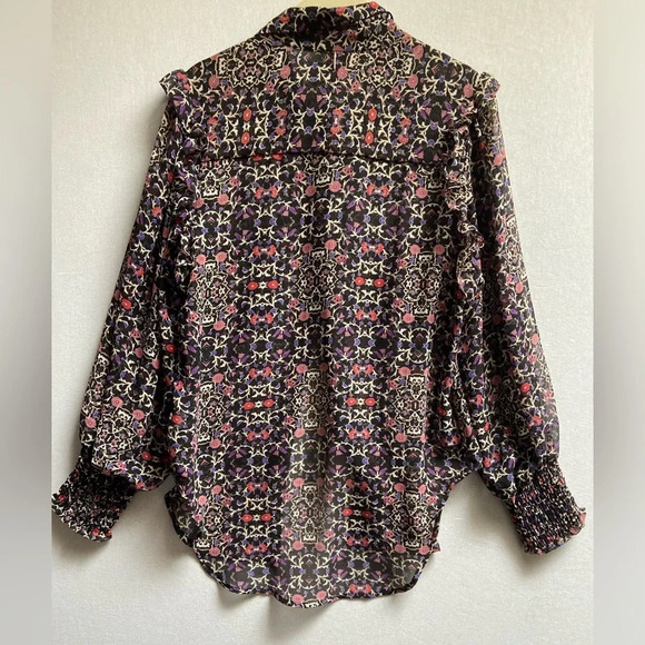 MISA LOS  ANGELES Floral Print Long Sleeve Blouse SZ S - Picture 3 of 14
